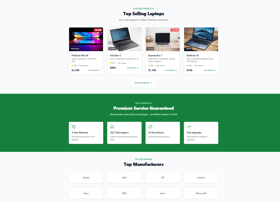 TechHaven - Laptop E-commerce Store